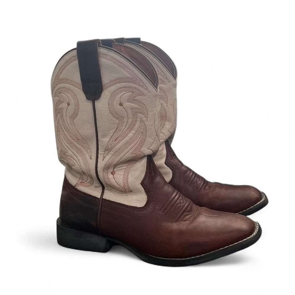 Rank 45 Leather Cowboy Boots Size 5M, 90's Festival Country Western Boots